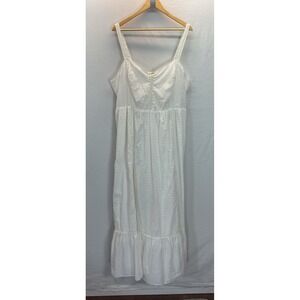 Gunne Sax by Jessica McClintock ModCloth White Swiss Dot Maxi Dress 2X Corsett